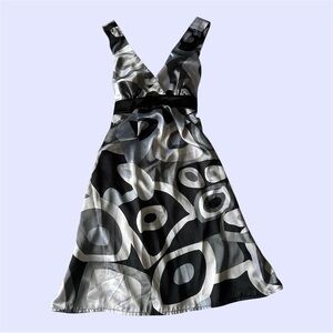 VINTAGE Smart Set Black and Gray Abstract Dress